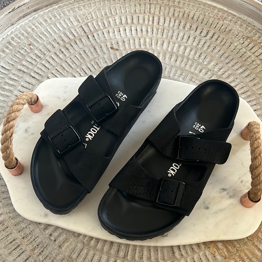 Birkenstock Women's Narrow Arizona Black Leather Sandal